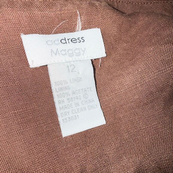 Vintage Maggy Linen Button-Front Utility Shirt Dress/Duster – Chestnut Brown, Si - Picture 12 of 13